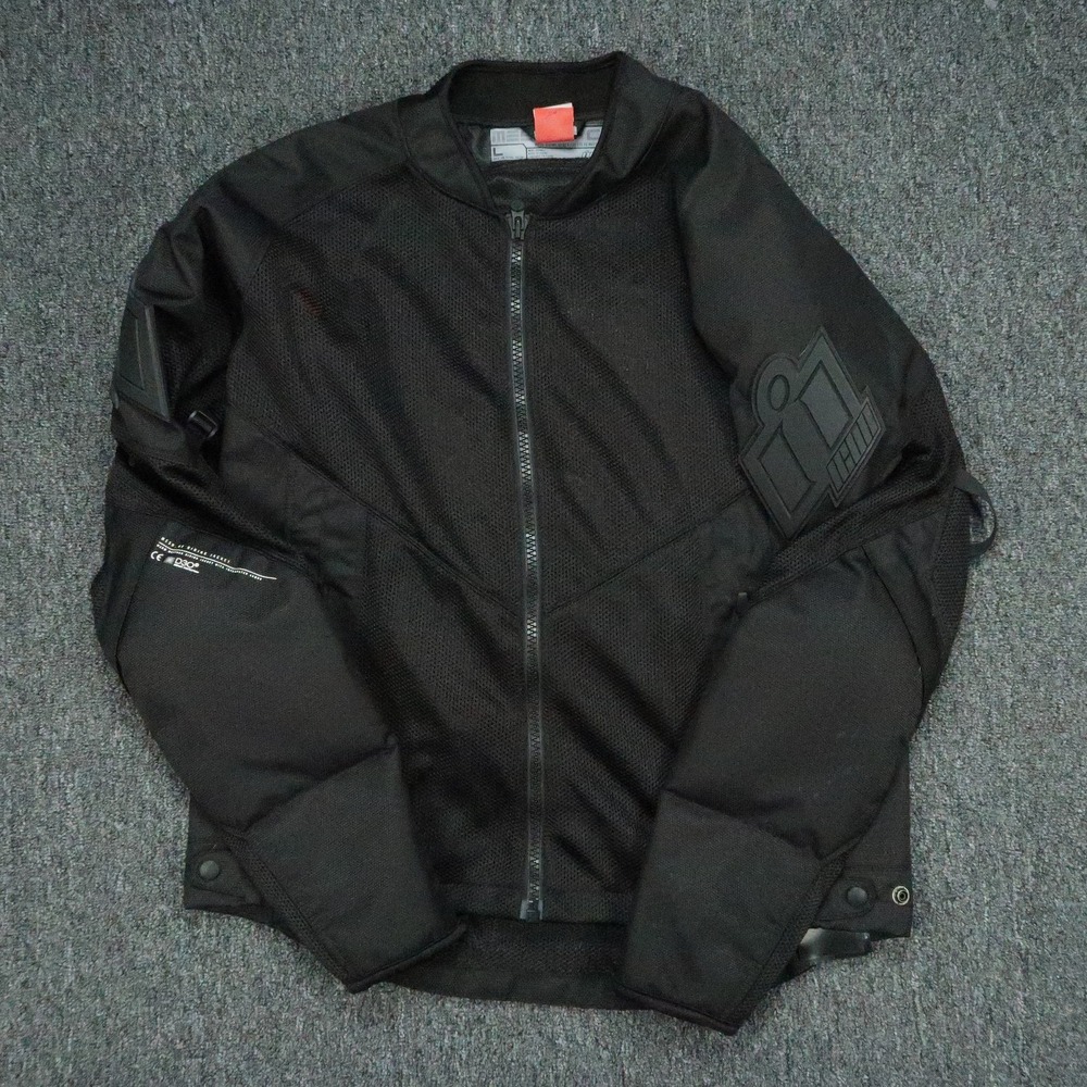 Icon Jacket Mens Large Black Mesh AF Riding Armor Padded D3O Protection